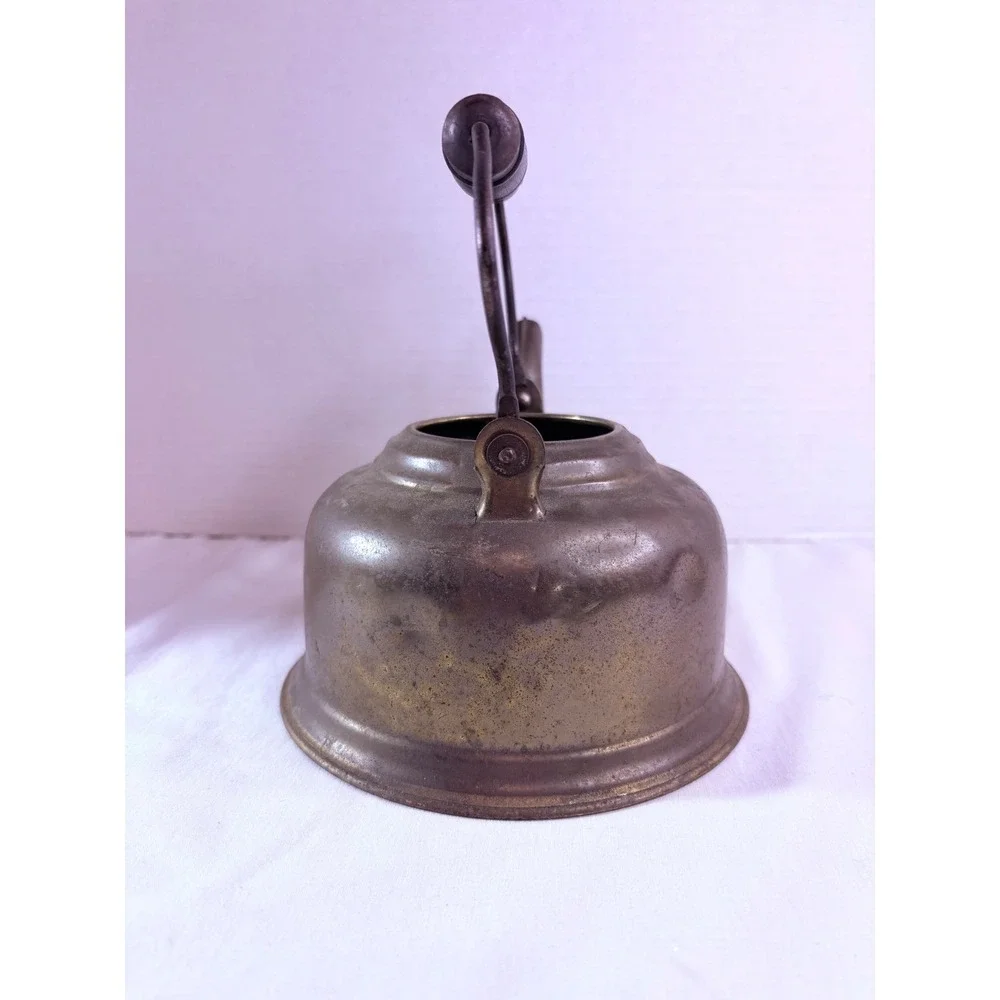 Antique Brass Tea Kettle Vintage Gooseneck Teapot Wood‎ Handle Primitive Decor